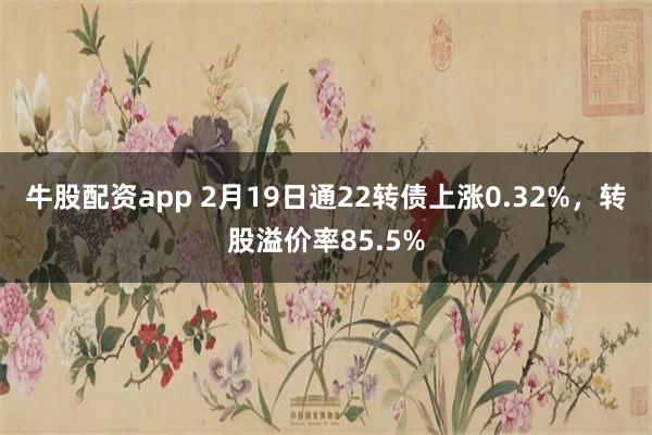 牛股配资app 2月19日通22转债上涨0.32%，转股溢价率85.5%